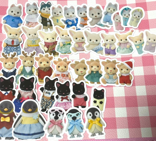 Calico Critters 3, 40 pcs, Sylvanian Families, Japanese Toys, stickers