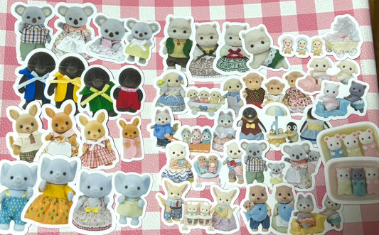 Calico Critters 8, 40 pcs, Sylvanian Families, Japanese Toys, stickers