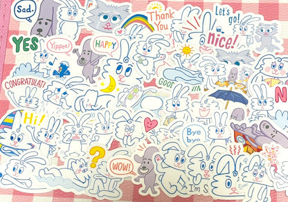 Thunder Bunny, 40 pcs, Rodney Greenblat, stickers