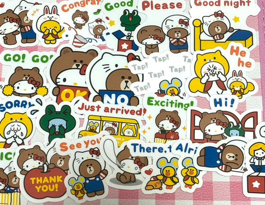 LINE FRIENDS 1,  24 pcs, Hello Kitty collaboration, SANRIO, stickers