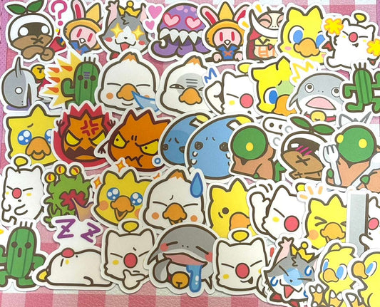 Final Fantasy 1,  40 pcs,  stickers, Chocobo, Moogle, Cactuar