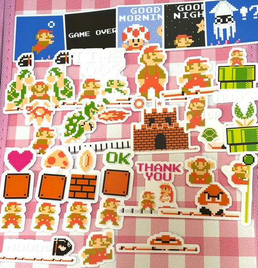 Mario 1,  25 pcs, pixel, stickers