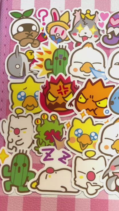 Final Fantasy 1,  40 pcs,  stickers, Chocobo, Moogle, Cactuar